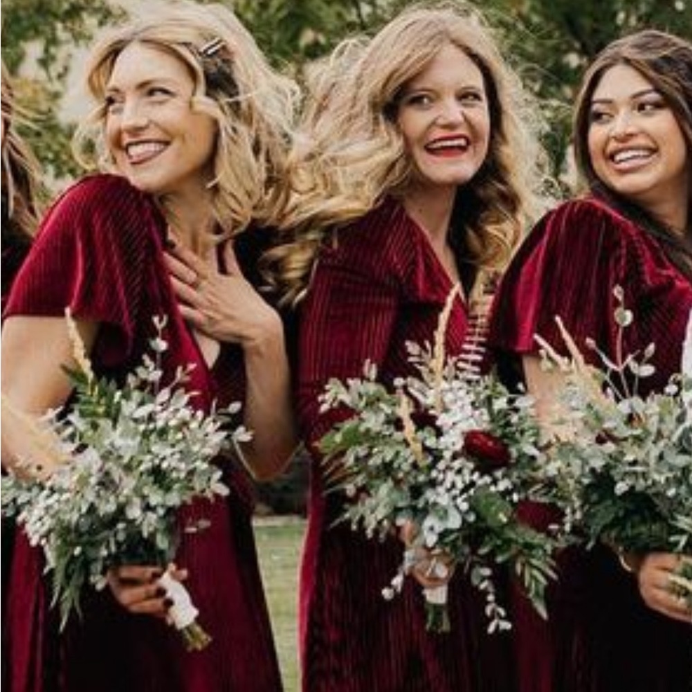 Baltic Born ribbed red burgundy velvet dress